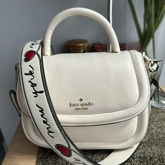 NWT kate spade Script Logo Leather Adjustable Guitar Bag Strap - Picture 5 of 9